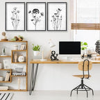 flowtorely Flower Plant Wall Art Decor 24"x16" Set of 3 Black And White - Image 5