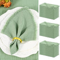 Showgeous 30 Pack Sage Green Cloth Napkins with Fringe, 16x16 inch by Showgeous