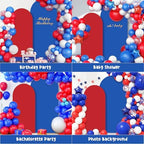 2PCS Arch Backdrop Covers Red Blue (7.2ft+6ft) , Spandex Fitted Arch Stand Covers Background for Wedding Baby Shower Birthday Bridal Shower Party Decorations(Only Covers) - Image 3