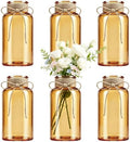 Mason Jar Glass Vases 6 Pack, Amber Flower Vase for Centerpieces by Unknown