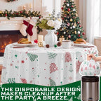 Ganeen 12 Pcs Christmas Tree Tablecloth Round Red Green Round Plastic 84 in - Image 5