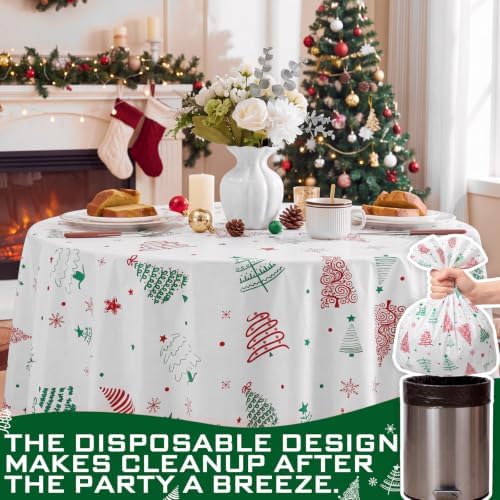 Ganeen 12 Pcs Christmas Tree Tablecloth Round Red Green Round Plastic 84 in - Image 5