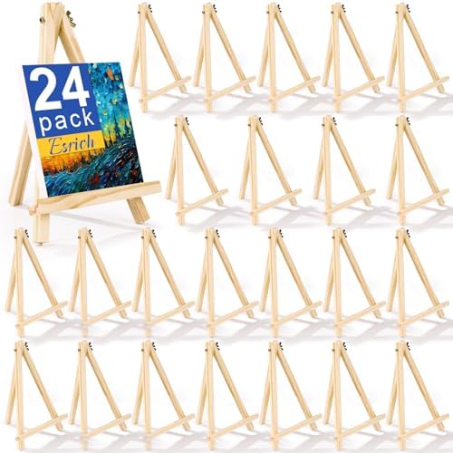 ESRICH 24 Pack 9 Inch Wood Easels, Easel Stand for Painting Canvas by ESRICH