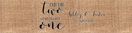 and the Two Shall Become One on Burlap Wedding Engagement Party Water Bottle Labels - Image 2