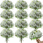 Tigeen 24 Bundles Artificial Flowers Bouquet Silk Peonies, Green by Tigeen
