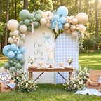 2 Pcs 7.2ft 6ft One Silly Goose Arch Backdrop Cover,Blue Green,Classic - Image 5