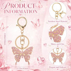 Equsion 25 Set Butterfly Keychain Party Favors with Thank You Cards,Pink - Image 2