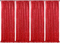 Red Sequin Backdrop 4 Panels 2FTx8FT Christmas Party Backdrop Curtains by QueenDream