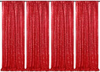 Red Sequin Backdrop 4 Panels 2FTx8FT Christmas Party Backdrop Curtains by QueenDream