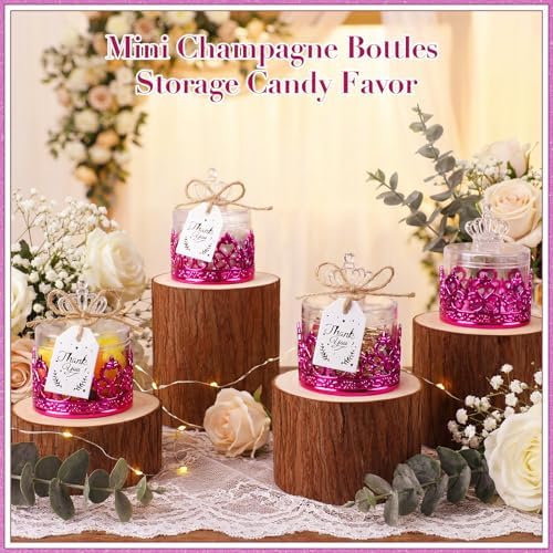 Jingmore 30 Sets Mini Crown Candy Boxes Party Favor,Rose Purple and Clear - Image 4