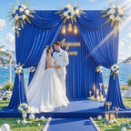 50ft x 10ft Wrinkle Free Royal Blue Backdrop Curtain for Party, Polyester Royal Blue Photo Backdrop Drapes 10 Panels 5x10ft for Birthday Photography Background Weddings Baby Shower Party - Image 3