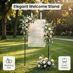 Wedding Welcome Sign Stand, Adjustable Height Wedding Sign Stand, 69”x 31”x 20” Welcome Sign Holder with 4 Leather Hanging Buckles, Seating Chart Stand Easel - Image 2