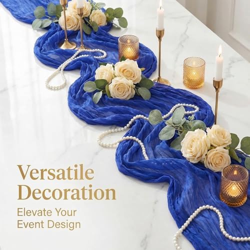 20 Pack Royal Blue 17 x 108 Inch Cheesecloth Table Runner - Boho Gauze Sheer Fabric for Wedding Baby Shower Party Home Decor - Image 5