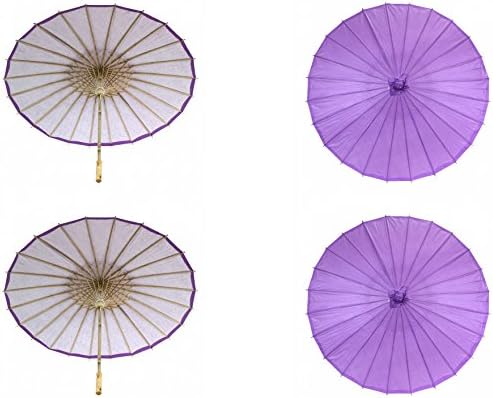 Koyal Wholesale 32" Royal Purple Paper Parasol Umbrella 4 Pack, Large Paper Umbrella Bulk, Paper Parasol Wedding Umbrellas, Royal Purple Parasol Umbrella Bridal Party Decor Photo Props, Sun Parasols by KoyalWholesale