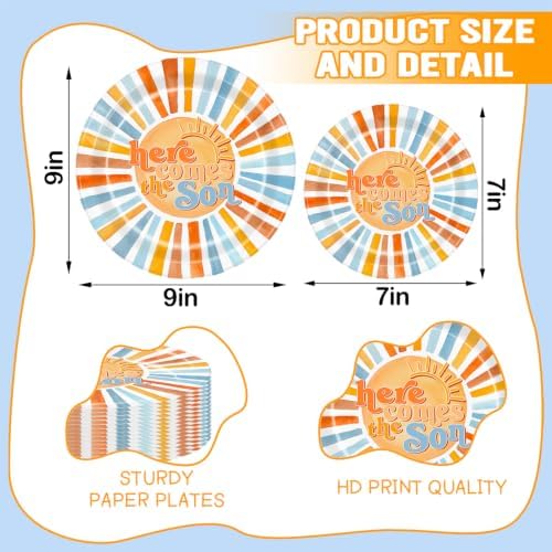 Here Comes The Son Disposable Tableware 25 Pcs, Church, Baby Shower Decor - Image 2