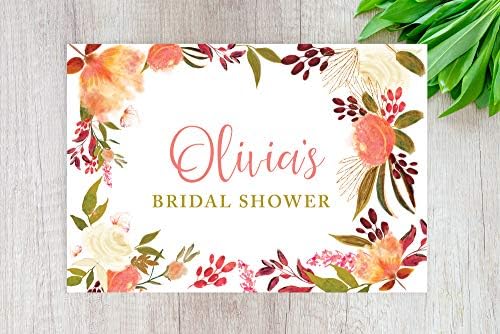 Andaz Press Custom Personalized Disposable Paper Placemats, 12 x 18 Inch, Set of 25, Bridal Shower Custom Coral and Peach Floral, Tableware, Dining, Tabletop, Table Setting for Bridal Shower - Image 2