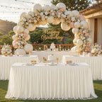6 Pack 8ft Ivory Tulle Tablecloths for Rectangle Tables 8 Foot Ivory Rectangular Table Cloth Wrinkle Free Table Cover with Tutu Skirt for Wedding Baby Shower Birthday Party Banquet Buffet Cake - Image 3