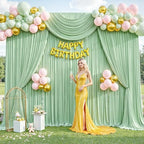 50ft x 12ft Sage Green Backdrop Curtains Wrinkle Free Backdrop Curtain for Wedding Parties Green Fabric Backdrops Drapes Back Drop Cloth Bridal Shower Stage Curtains Wedding Decorations for Reception - Image 4