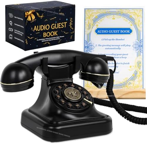 Audio Guest Book Wedding Phone with Signage, Vintage Voice Message Recorder Telephone with Premium Gift Box for Special Events,Bridal Shower,Birthday Party,Baby Shower,Anniversary by ROOMEDAL