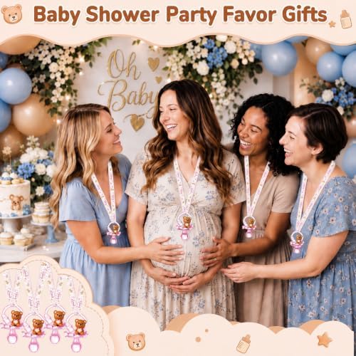 Coume 60 Pcs Baby Shower Pacifiers Necklace Game, White, Pink, Cute - Image 6