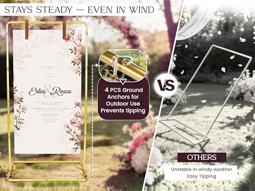 OLEEK Adjustable wedding welcome sign stand - Customizable design bundle for linen sign stand - wedding sign holder - welcome wedding sign - wedding signage with 6 Leather Hanging straps - Image 5