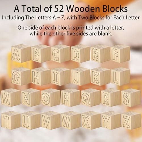 152PCS Baby Shower Blocks to Decorate Game Kit Includes 52 Wooden Blocks 24 Drawing Pen 1 Game Sign 75 Design Templates to Paint for Baby Shower Games Gender Reveal & Birthday Decorations - Image 2