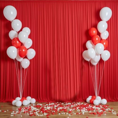 20ftx12ft Wrinkle Free Red Backdrop Curtains for Parties, 4 Panels 12FT Long Silky Red Photo Backdrop Drapes Back Drop Cloth for Wedding Birthday Photography Background Decor - Image 5