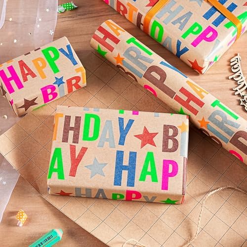 WRAPAHOLIC Jumbo Birthday Wrapping Paper Roll - 30 Inch x 100 Feet Jumbo Roll Colorful Happy Birthday Wrapping Paper for Girls Boys Kids, Baby Shower, Party - Image 5