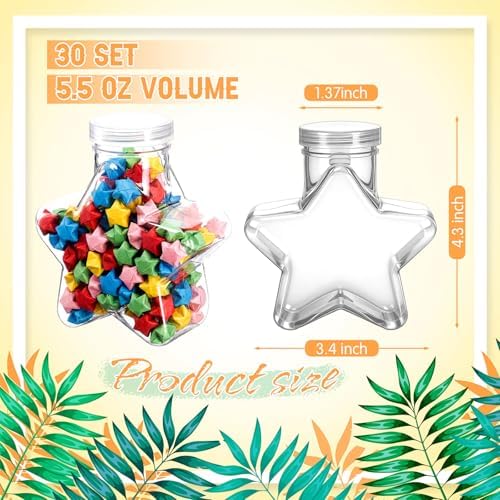 Yinkin 30 Pcs 5.5 oz Star Sand Art Bottles Plastic Clear Bulk, Plastic Lid - Image 2