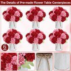 6 Set Pre-Made Flower Table Centerpieces - Burgundy & Dusty Pink - Image 5