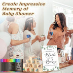 97 Pcs Baby Shower Game Sign Set Includes Decorative Square Signs 56 DIY Blank Wooden Blocks 20 Fabric Pens Baby Shower Game Prizes - Image 5
