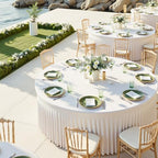 12 Pack 132inch White Round Tablecloth, Circle Stretch Table Cloths for 6 FT Tables, Wrinkle Free Round White Table Skirt for Wedding Birthday Photography Party Social Events Bridal Shower Decor - Image 6