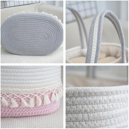 Personalized Diaper Caddy Organizer With Name, Custom Woven Cotton Rope Storage Basket With Tassels, Nursery Decor Piece Featuring A Removable Divider For Organizing Baby Essentials Or As Gift - Image 3