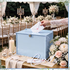 BreezeHug 14" Baby Blue Acrylic Wedding Card Box with Lock & 3D Letters - Image 3