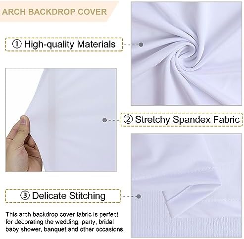 FANPROMS Arch White Cover Spandex Arch Cover Set of 2 Arches Covers Stretchy Backdrop Wedding Arched Covers Fabric Chiara Backdrop Covering 7.2FT 6FT for Baby Shower Birthday Banquet Decorations - Image 3