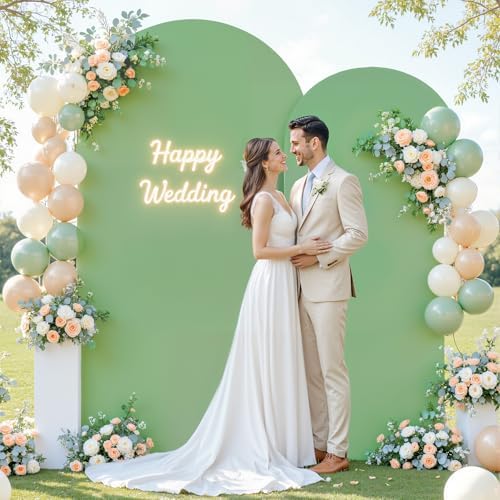 Green Brown Arch Backdrop Cover 7.2 and 6ft Party Wedding Arch Covers Stretchy Backdrop Baby Shower Bridal Shower Photo Birthday Arch Stand Cover Spandex - Image 6