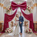 Big Burgundy Bow for Backdrop 24x16x80 Inch Large Satin Ribbon Bow Wall Decor for Wedding Birthday Baby Shower Party Photo Booth, Washable Reusable Fabric Bow for Nursery Bedroom Door Hanging - Image 3