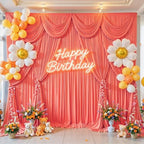 10x10ft Orange Backdrop Curtains for Parties Baby Shower Photo Wrinkle Free Polyester Photoshoot Curtains Drapes Backdrop for Birthday Party Wedding Graduation Photography Background 2 Panels 5x10FT - Image 3