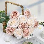 48 PCS Boho & Champagne Roses Artificial Flowers, Silk - Image 5