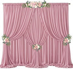 30ft x 10ft Dusty Rose Backdrop Curtains, Wrinkle-Free Sheer Chiffon Fabric Photo Backdrop Drapes for Wedding Arch Party Ceremony Stage Photography Birthday Decorations by WishCare
