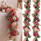 4 Pcs 26 ft Artificial Eucalyptus Vines Garland with Flowers, Pink by Zuqqaaoor