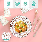 JOLLY PARTY White & Rose Gold Paper Plates 350PCS Disposable Dinnerware Set - Image 3