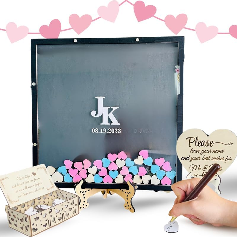 Personalized Wedding Guest Book Alternative Wooden Heart Drop Box Frame by GIFTSH0PBYHELEN