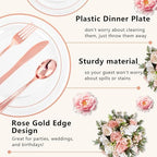 GATHER 350PCS Clear Rose Gold Plastic Plates for Wedding and Party - Image 5
