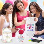 Bibs Bodysuits Baby Shower Game Sign Set Newborn Onesies Feeder Gift Fabric Marker Stencils Kit - Image 2