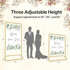 Large Wedding Welcome Sign Stand, Welcome to our Wedding With Stand, Adjustable Height (78", 64", 50") - Gold Hanging Sign Holder with Design Bundle, Ground Stakes & Storage Bag - wedding sign stand adjustable - Image 2