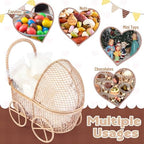 Threehoney 12 Pcs Baby Shower Mini Carriage Decoration Brown Bear Color Metal Wired Fillable Candy Stroller Baby Shower Table Centerpiece for Guest Gender Reveal Wedding Party Favor Gift - Image 2