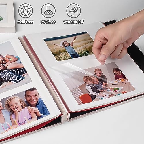 HoneyTolly Large Photo Album Self Adhesive, DIY Scrapbook Album for 4x6 8x10 10x12 Pictures, 60 Pages Linen Cover Memory Book, Ideal Gift for Family Wedding Baby Christmas Anniversary(Beige) - Image 4