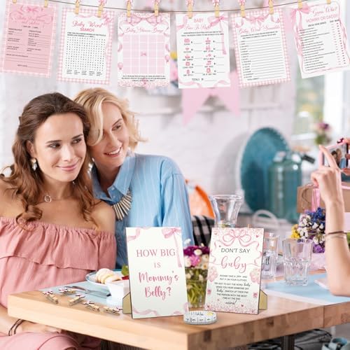 Funnymoom 426 Pcs Pink Bow Baby Shower Games Set for Girls, 8 Games - Image 5