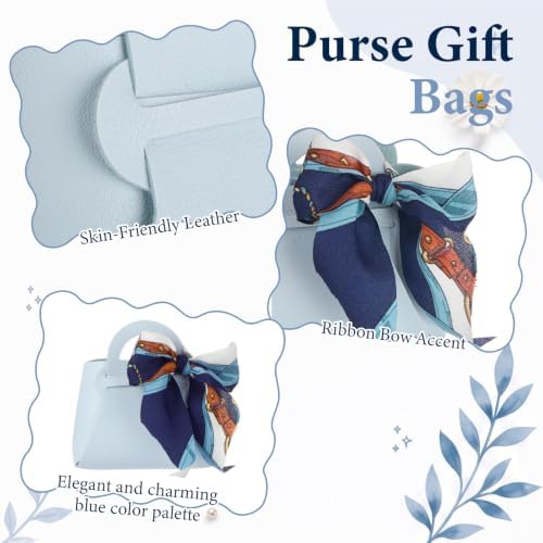Kacctyen 50 Pack Mini Leather Purse Gift Bags PU Wedding, Sky Blue - Image 4
